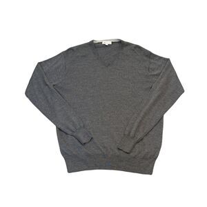 Peter Millar Dark Gray Merino Wool/Silk V Neck Sweater Size L Pullover